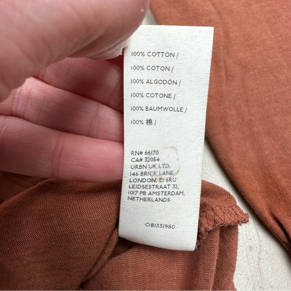 We the Free Clover Puff Shoulder Top Size XL Burnt Orange Mesa Curved Hem - Picture 10 of 13